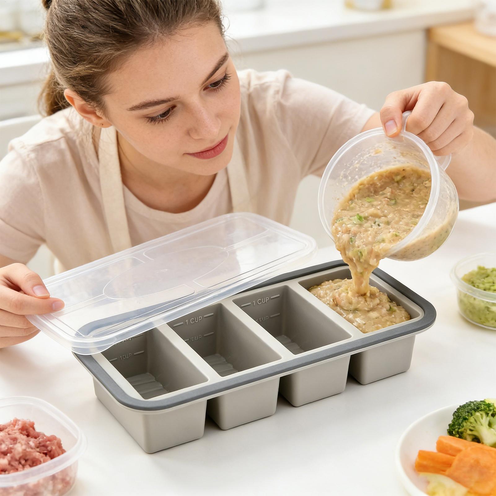 Meal Prep Template - 실리콘 냉동고 몰드, 간편 분리형 식품