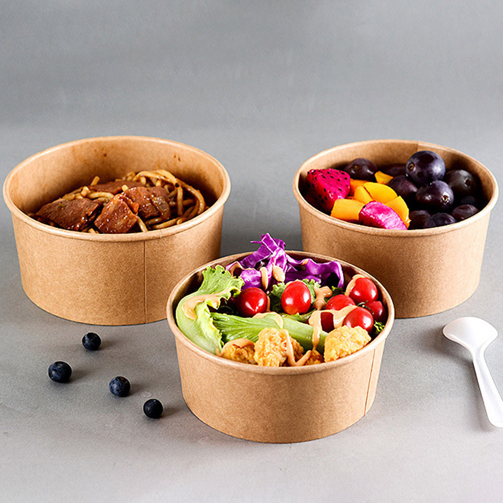 Meal Prep Bowl - 50개입 크라프트지 식품 용기, 일회용 수프
