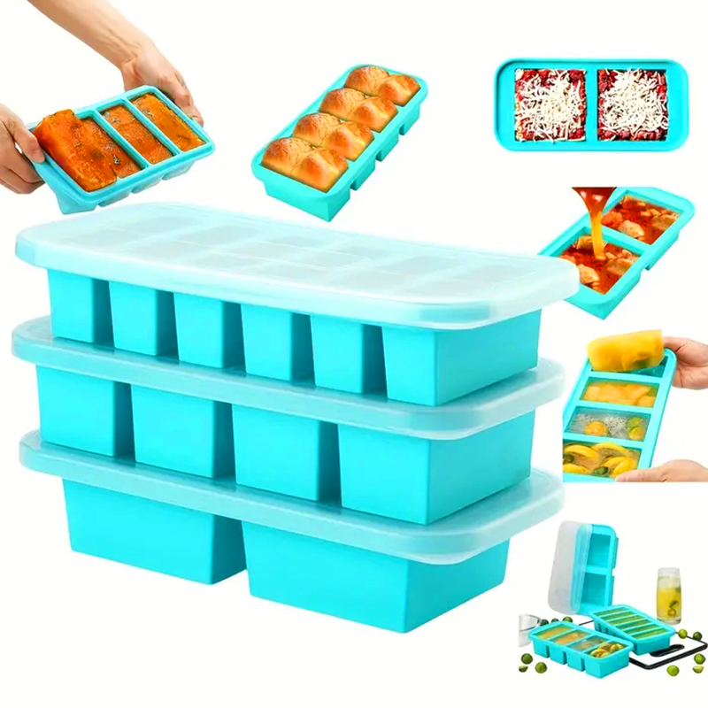 뚜껑이 있는 2 또는 3구 실리콘 냉동 트레이 몰드,  - Meal Prep Or Prep Meal 리뷰 및 가격